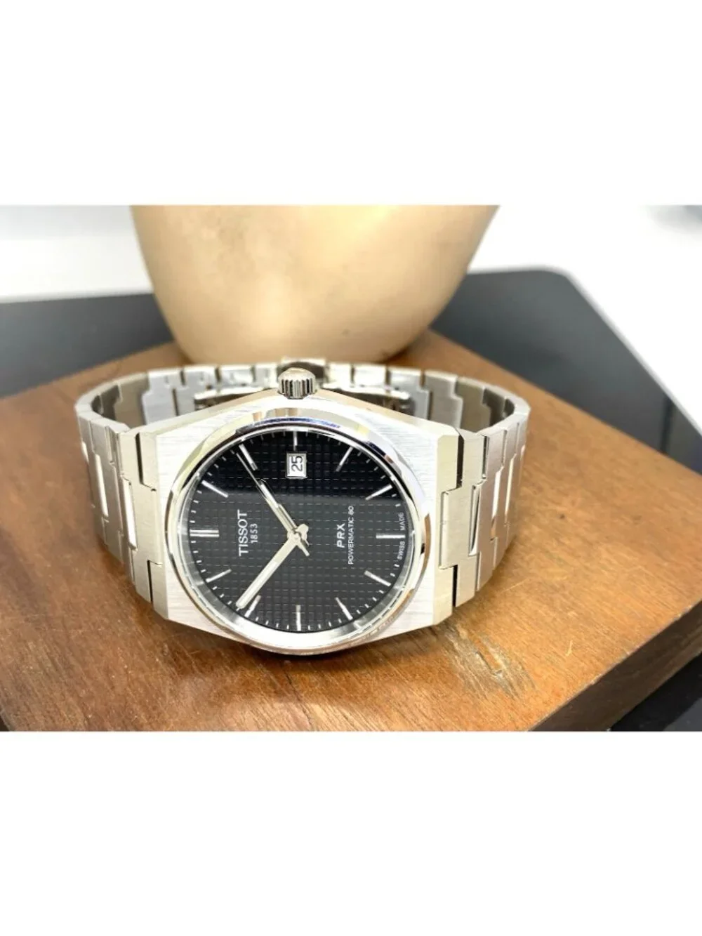 Tissot PRX Men's Watch Swiss Automatic Black Dial Silver Steel T1374071105100
